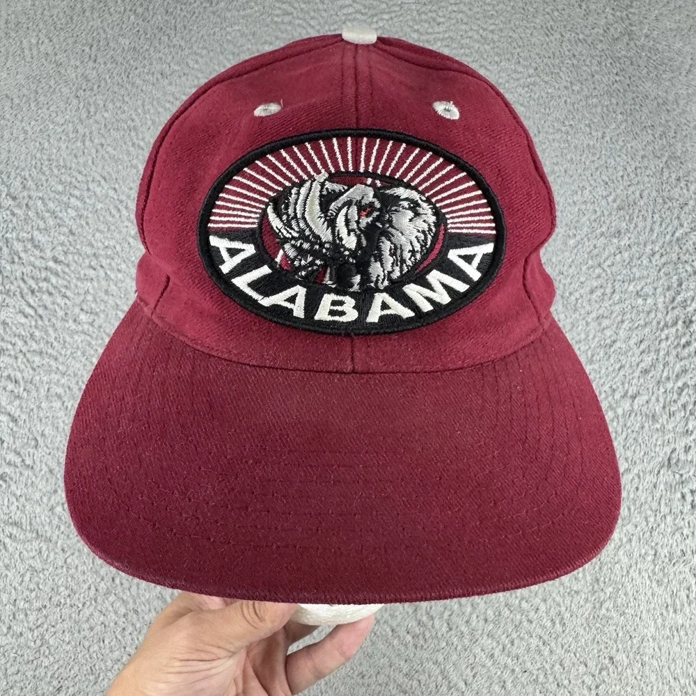 Vintage Alabama Crimson Tide Snapback Hat Maroon Embroidered Patch Logo TOTW